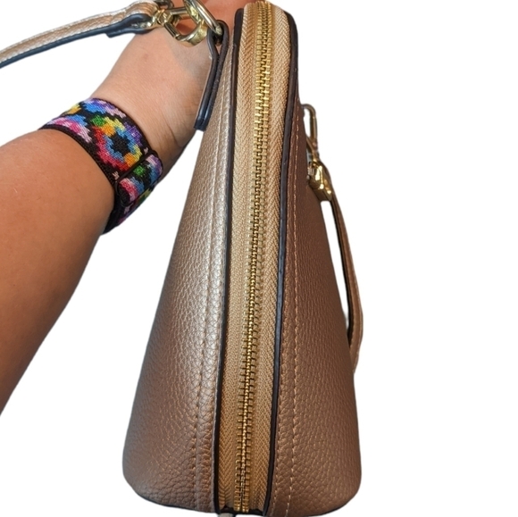 Katie Q Metallic Taupe w/ Gold Accents Cross Body Purse - Picture 6 of 14